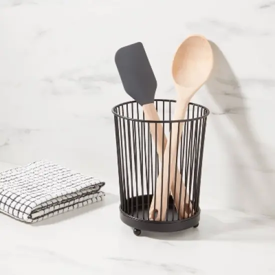 Iron Wire Utensil Holder Black - Threshold&trade;: Kitchen Storage, Utensil with Wired Mesh, 6.6" Height, Spot Clean image {1}
