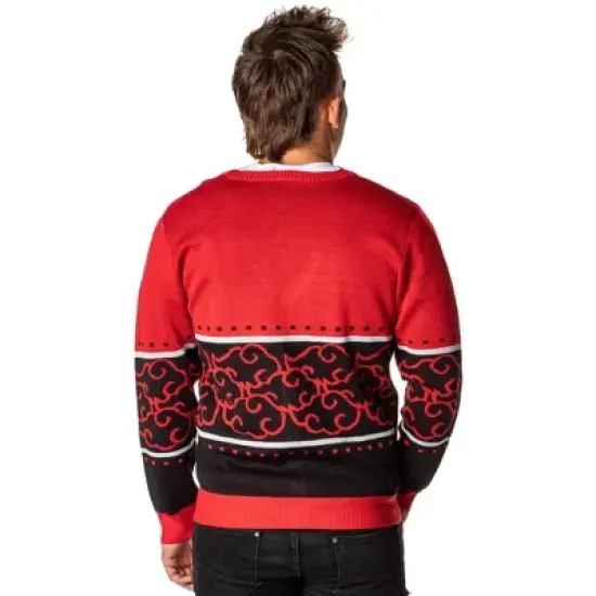 Naruto Shippuden Men's Akatsuki Red Cloud Ugly Christmas Sweater Cardigan image {1}