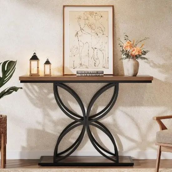 Tribesigns 47" Console Table Sofa Table with Unique Butterfly Metal Base, Foyer Accent Table for Living Room, Entryway, Hallway image {1}