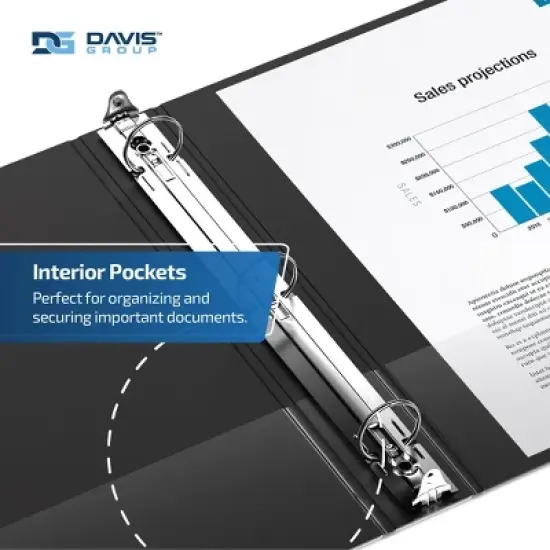 Davis Group 6pk 1.5" Premium Economy Round Ring Binder Black: Hard Cover, 275 Sheet Capacity, 2 Pockets, Polypropylene image {5}