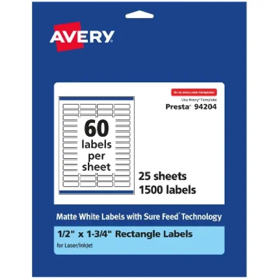Avery Matte White Rectangle Labels, .5" x 1.75" image {7}