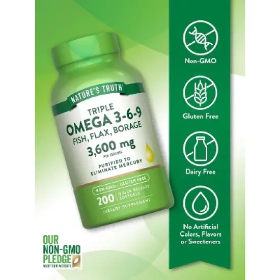 Nature's Truth Triple Omega 3-6-9 | 3600mg | 200 Softgels image {2}