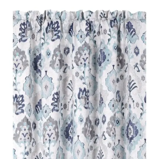 Kate Aurora Contemporary Influencer 2 Piece Water Color Damask Medallion Rod Pocket Window Curtain Panels image {2}