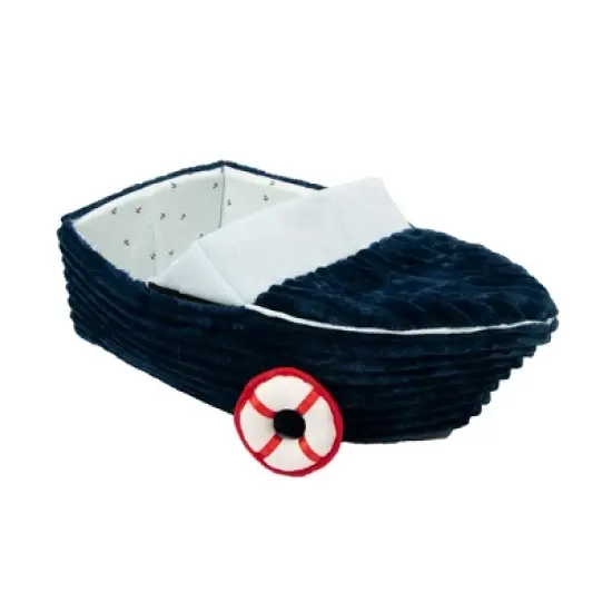 FurHaven Corduroy Dreamer Boat Cat Bed - Blue, One Size image {1}