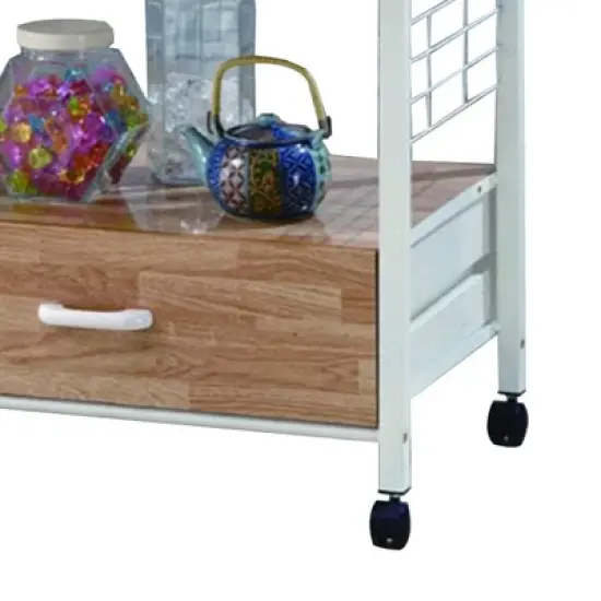 Commodious Kitchen Shelf On Casters White - Benzara image {1}