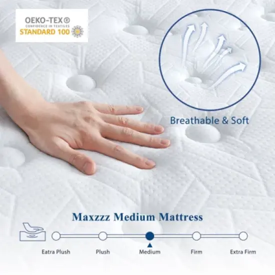 10 Inch King Hybrid Mattresses Cooling Memory Foam and Individually Pocket Coils for Motion Isolation image {2}