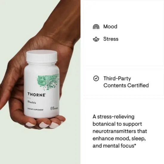 THORNE Rhodiola - Botanical Supplement for Stress Relief - Enhances Sleep, and Mental Focus* - 60 Capsules image {3}