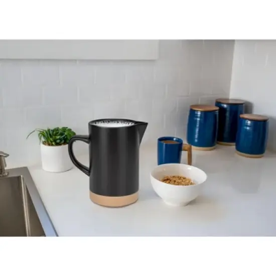Nat & Jules Raw Bottom Matte Black 40 ounce Ceramic Pitcher Jug image {4}