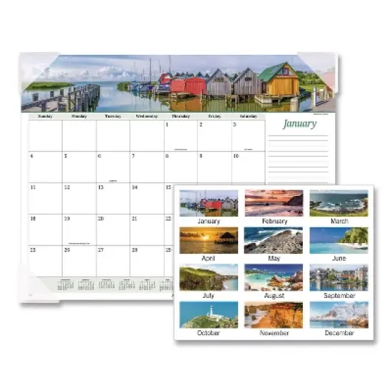 Seascape Panoramic Desk Pad, Seascape Panoramic Photography, 22 x 17, White Sheets, Clear Corners, 12-Month (Jan-Dec): 2026 image {1}