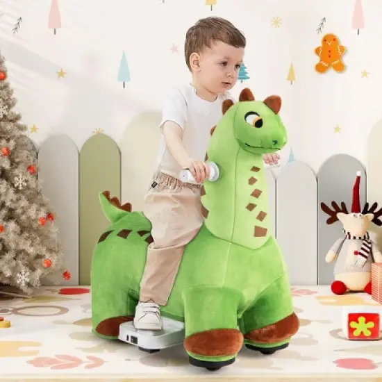 Costway 6V Kids Ride on Dinosaur with Padded Sea Foot Pedal Music Forward & Wheels image {2}
