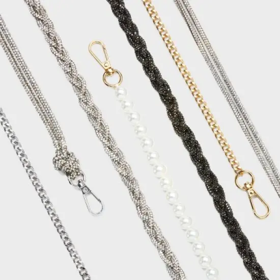 Handheld Mini Handbag Strap - A New Day&trade; Silver: Zinc Alloy Lobster Claw Clasp, Solid Pattern, 11.4" Length, Bag Accessory image {3}