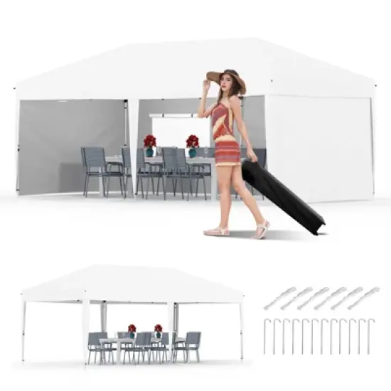 10x20 Pop Up Canopy with Sidewalls - Heavy Duty Canopy Tent with Roller Bag,Adjustable Height,4 Weight Bags,8 Stakes & 6 Guy Ropes Included image {13}