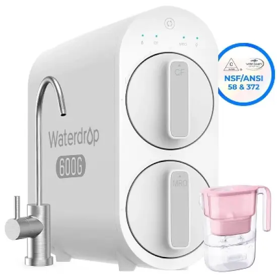 Waterdrop G2P600 600 GPD Tankless RO System With 1 Extra Water Filter Pitcher image {9}