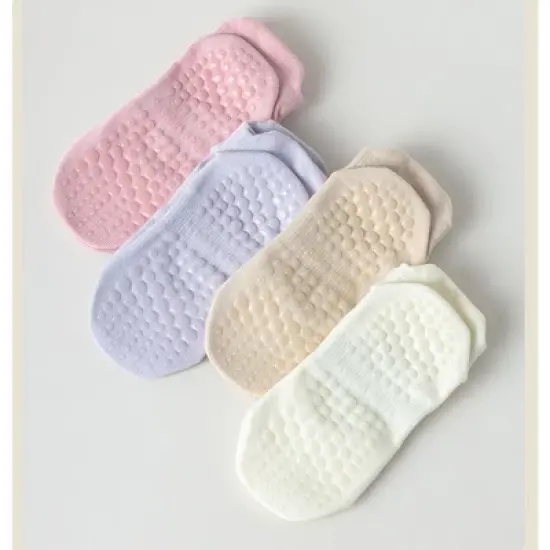 Anna-Kaci 4 Pairs Women's Non-Slip Yoga Socks Soft Cotton Grip Sole Low-Cut Design with Arch Ventilation for Pilates Barre image {5}