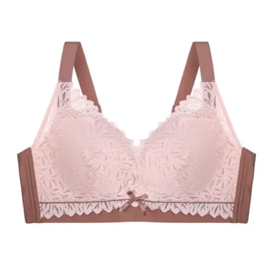 Agnes Orinda Women Plus Full Coverage Lace Soft Cup U Back Adjustable Strap Wireless Bras image {6}