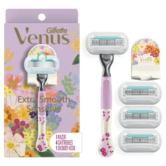 Rifle Paper Co. + Venus Extra Smooth Sensitive Women's Razor Handle, 4 Razor Blade Refills and Shower Holder image {6}