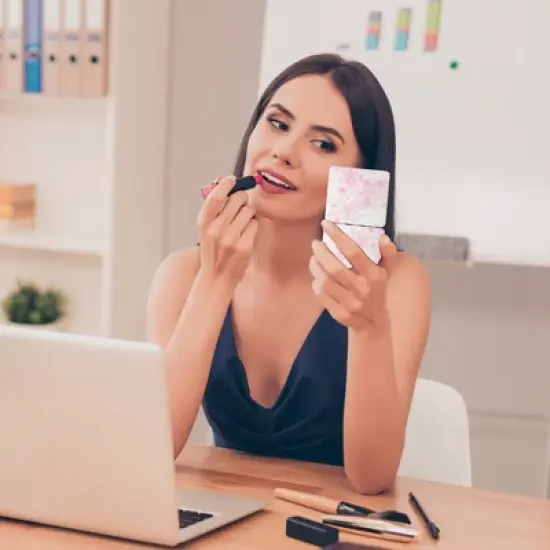 Unique Bargains Square Shape Handheld Mirror for Travel Pink 1 Pc image {2}