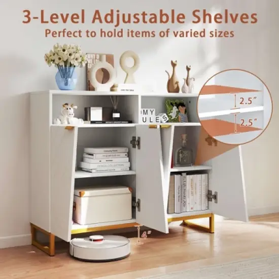 Costway 40" Buffet Storage Cabinet with 4 Doors & Adjustable Shelves Anti-Tipping Kits image {5}