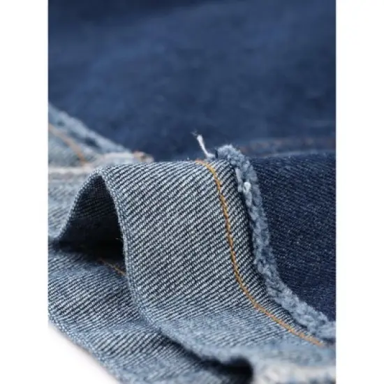 Agnes Orinda Women's Plus Size Denim Roll Ripped Raw Hem Overalls Shorts Rompers image {4}