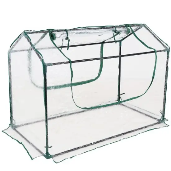Sunnydaze Mini Greenhouse with 2 Zippered Side Doors - Clear image {8}