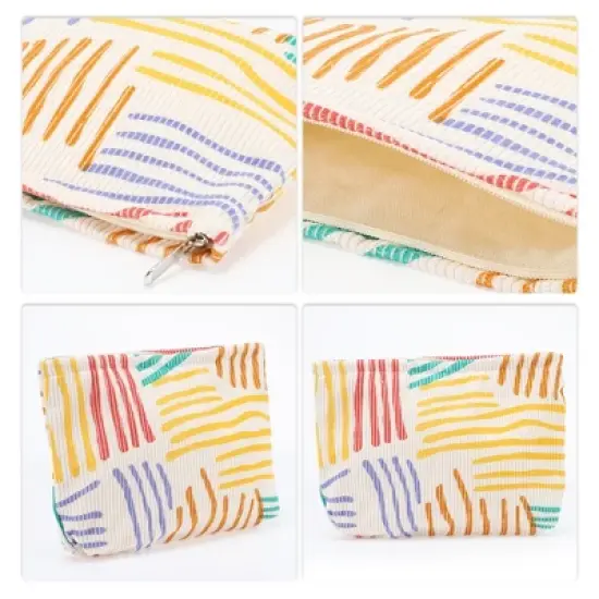 Unique Bargains Women Portable Stripes Makeup Bag Assorted Color 1 Pc image {2}