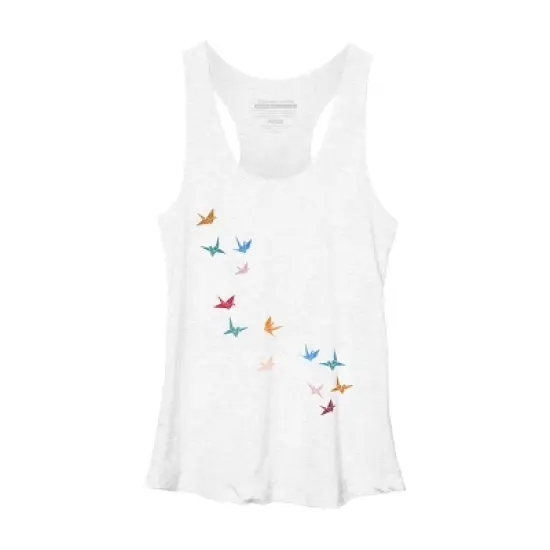 Women's Design By Humans Flying Paper Cranes Birds By Magnussons Racerback Tank Top image {9}