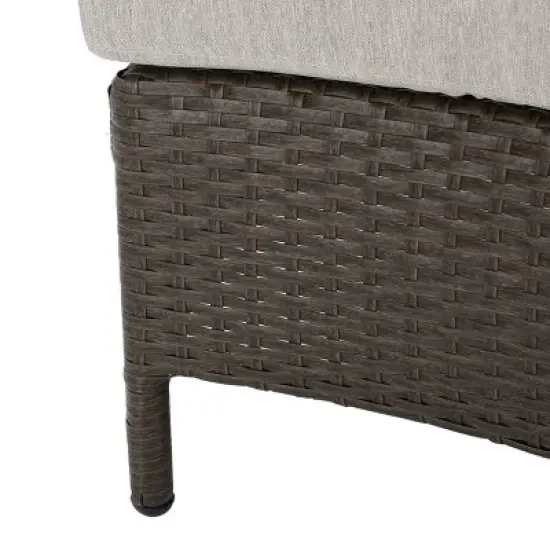 Christopher Knight Home 2pc Newton Wicker Outdoor Patio Curved Loveseat Sectional with Cushions Brown/Ceramic Gray image {7}