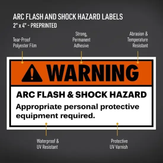Avery Arc Flash/Shock Warning Labels, Waterproof, UV Resistant, Preprinted, 2" x 4", 100 Warning Decal Labels image {1}