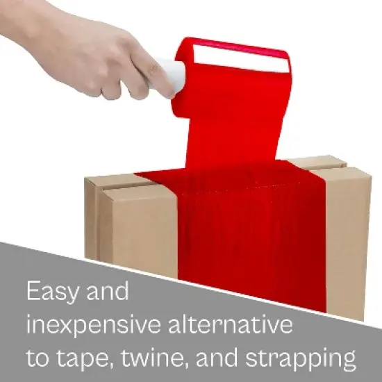 PSBM 12 Rolls 5" x 1000 Ft. Opaque Red Mini Extended Core Pallet Stretch Wrap 80 Ga image {2}