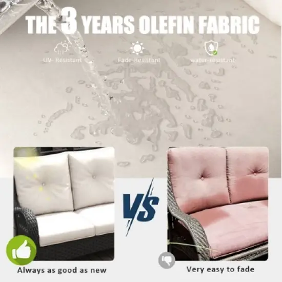 LayinSun Outdoor Patio Furniture Set, Black Rattan Wicker Sectional Swivel Rocker Chairs Sets with Ottomans, Swivel Glider Chair image {1}