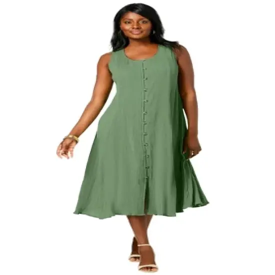 Jessica London Women&rsquo;s Plus Size Button-Down Gauze Maxi image {1}