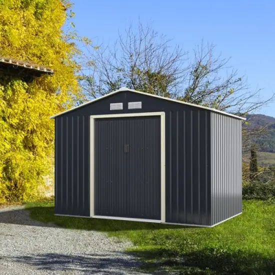 Costway Metal Storage Shed for Garden and Tools w/Sliding Double Lockable Doors image {10}