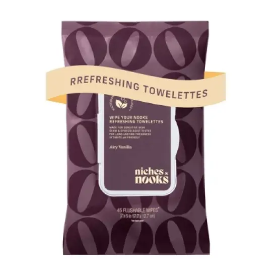 Niches & Nooks Intimate pH Balanced Refreshing Flushable Feminine Wipes - Airy Vanilla - 45ct image {12}