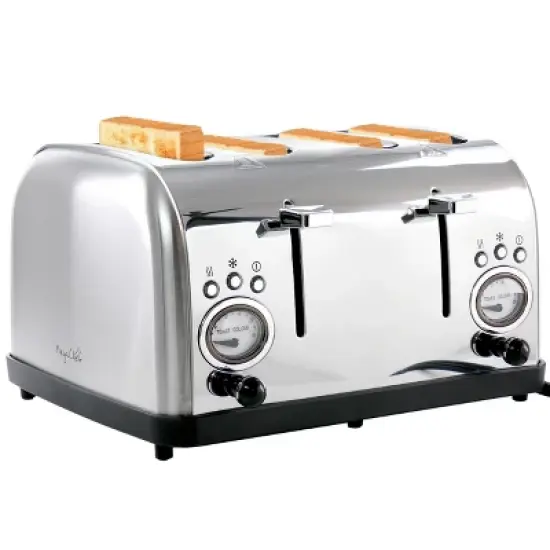 MegaChef 4 Slice Wide Slot Toaster with Variable Browning in Silver image {7}