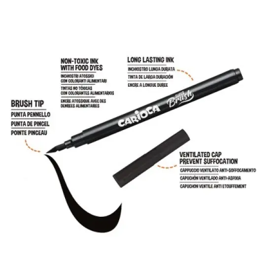 CARIOCA Super Brush Washable Felt Tip Pens, 10 Per Pack, 2 Packs image {3}