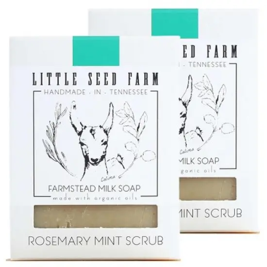 Little Seed Farm Organic Goat&rsquo;s Milk Soap Exfoliating Body Bars &ndash; Handmade | Energizing & Toning Scrub (4.75 oz) Rosemary Mint (PACK OF 2) image {3}
