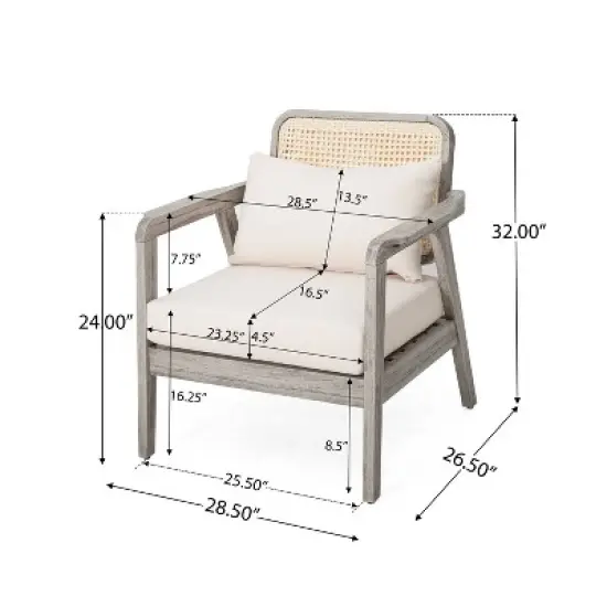 Christopher Knight Home Ursa Outdoor Patio Club Chairs Acacia Wood Gray image {2}