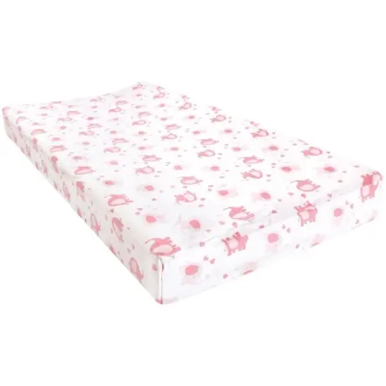 Luvable Friends Infant Girl Fitted Changing Pad Cover, Girl Basic Elephant, One Size image {2}