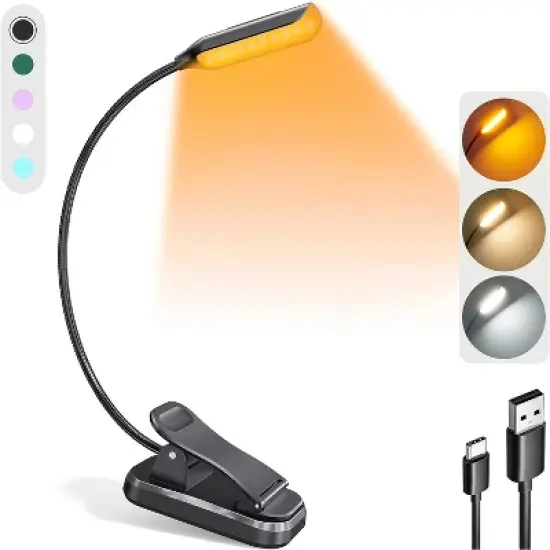 Link Flexible Willow Head LED Clip On Book Light Dimmable Rechargeable - Great For Home, Travel, Parent, Students & More! image {5}