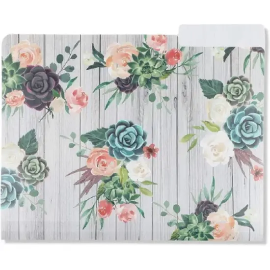 Paper Junkie 6-Pack Cactus Succulent Plastic File Cabinet Folders with 1/3 Cut Tab A4 Letter Size Document image {4}