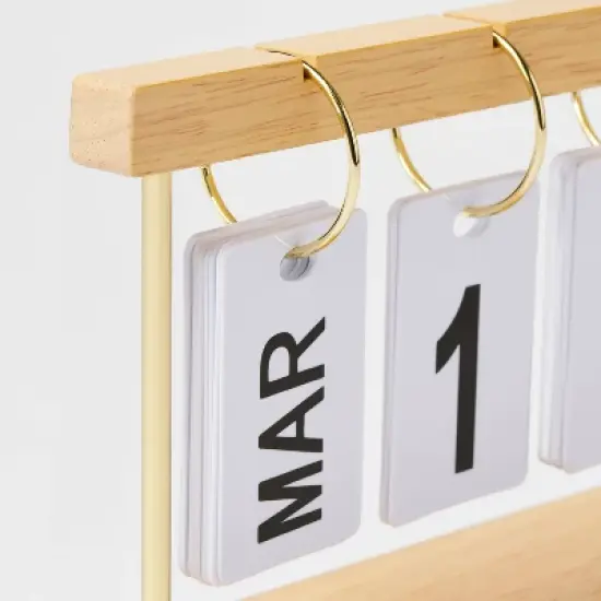 Rubber Wood Desk Calender Natural Wood - Threshold&trade;: Office Supplies Desk Organizer, Brown Rubberwood, 7.5" Width image {2}