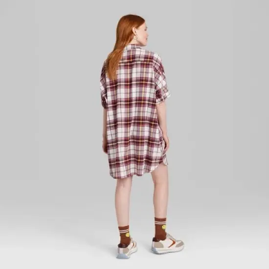 Women's Ascot + Hart Plaid Graphic Button-Down Dress image {2}