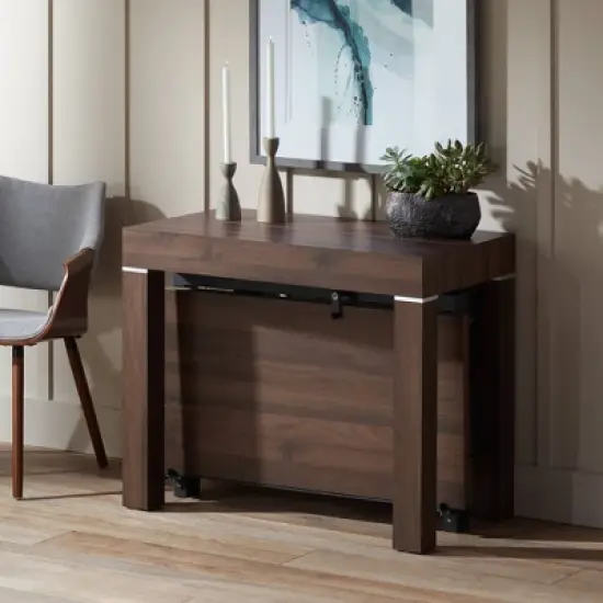 55 Downing Street Modern Distressed Walnut Wood Rectangular Dining Table 59 1/4" x 35 1/2" Brown 2-Leaf Extension for Spaces Living Room Dining Room image {2}