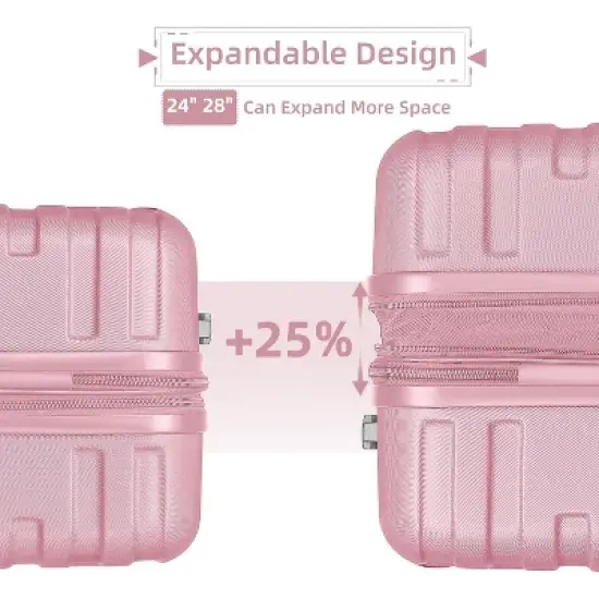 Gulches Luggage Sets 6 Piece with Duffel Bags, Hardside Expandable Suitcases with Spinner Wheels TSA Lock, Pink image {5}