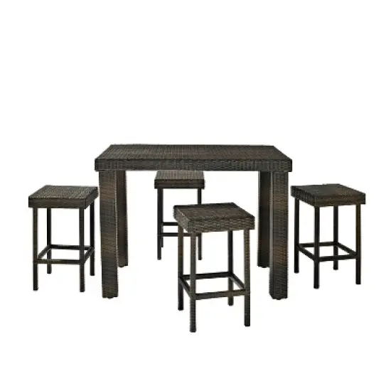 Palm Harbor 5pc Outdoor Wicker Counter Height Dining Set - Brown - Crosley image {3}