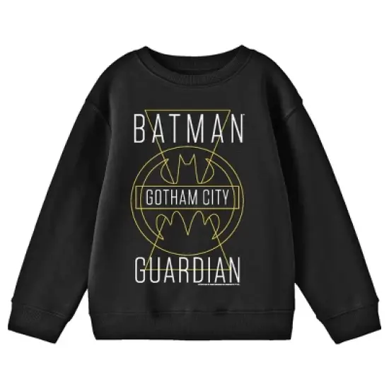 Batman Gotham City Guardian Line Art Youth Black Crew Neck Sweatshirt image {2}