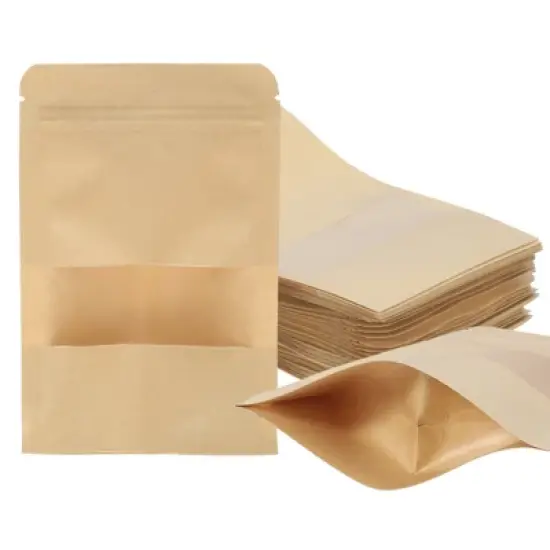 Unique Bargains Kraft Paper Zip Closure Clear Window Food Storage Containers 60 Pcs image {10}