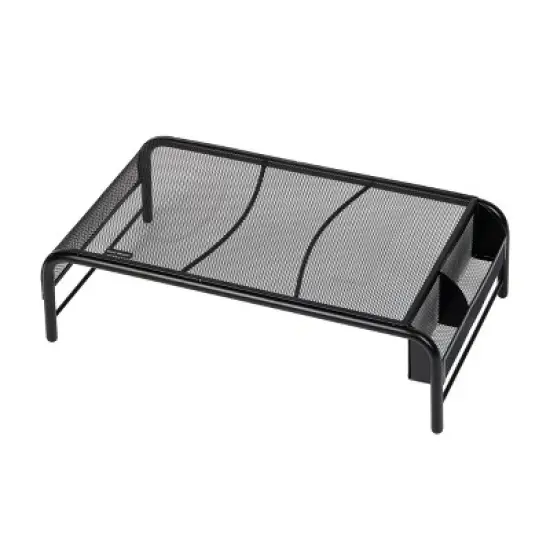Mind Reader Monitor Stand, Ventilated Laptop Riser, Desktop Organizer, Side Storage, Metal Mesh, 20"L x 11.5"W x 5.5"H, Black image {3}
