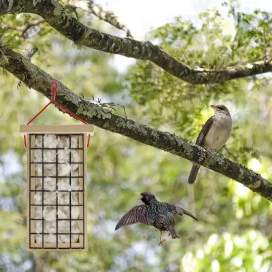 Uncle Dunkels Wooden Bird Nest Material Holder; Rustic Handmade Bird Nest Material Dispenser image {3}