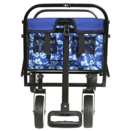 FURNIinspire Outdoor Serving Carts Colorful Collapsible Foldable Wagon Cart Beach Wagon Utility Wagon Grocery Cart 225lbs, Blue, 35.04"*22.44"*38.58" image {1}